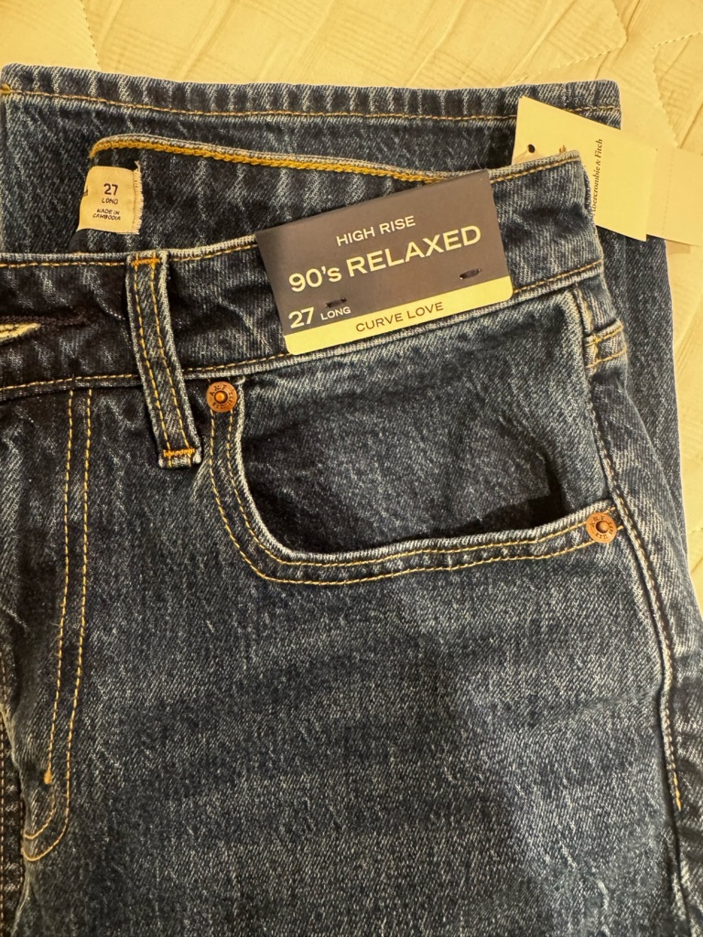 High Rise 90's Relaxed women's Jeans - Dark Blue Abercrombie and fitch